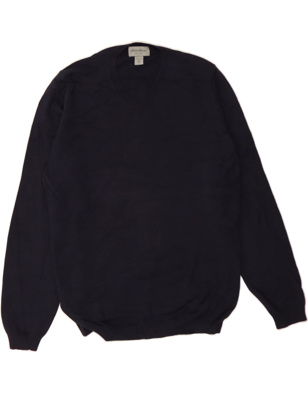 EDDIE BAUER Mens V-Neck Jumper Sweater XL Navy Blue Cotton Vintage Eddie Bauer and Second-Hand Eddie Bauer from Messina Hembry 