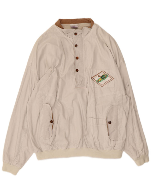 New Fast Mens Button Neck Sweatshirt Jumper Large White Cotton