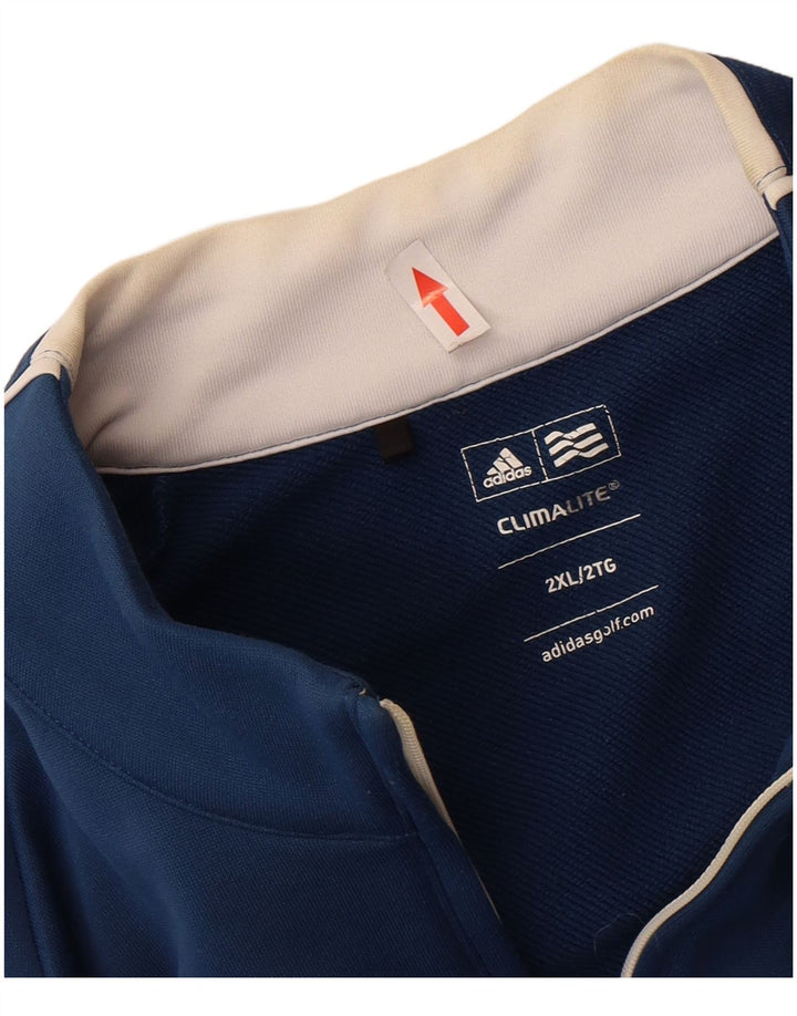 Adidas Mens Climalite Zip Neck Pullover Tracksuit Top 2XL Blue Polyester