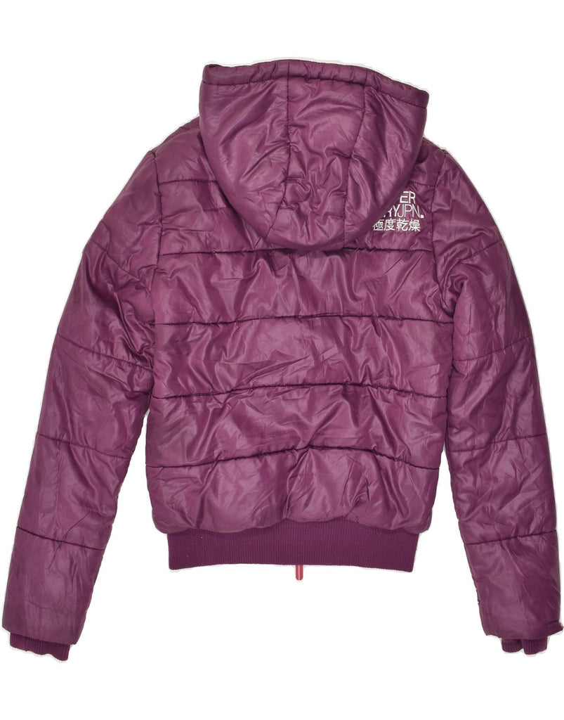 SUPERDRY Womens Hooded Padded Jacket UK 14 Medium Purple Polyester | Vintage Superdry | Thrift | Second-Hand Superdry | Used Clothing | Messina Hembry 