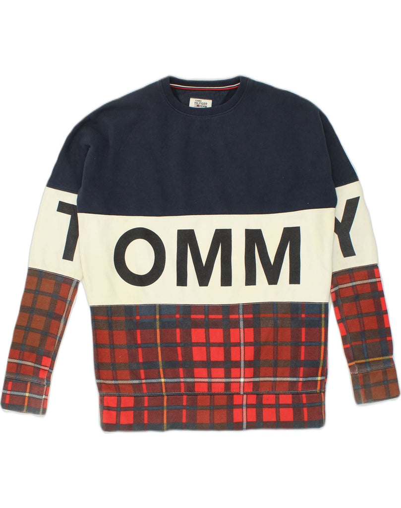 TOMMY HILFIGER Mens Graphic Sweatshirt Jumper XS Multicoloured Colourblock | Vintage Tommy Hilfiger | Thrift | Second-Hand Tommy Hilfiger | Used Clothing | Messina Hembry 