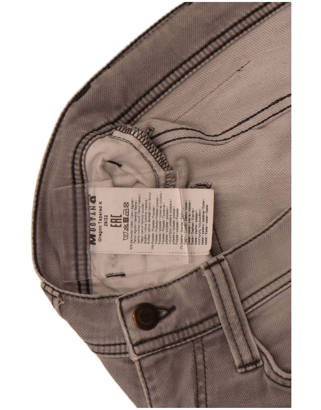 Mustang Mens Slim Jeans W29 L32 Grey Cotton