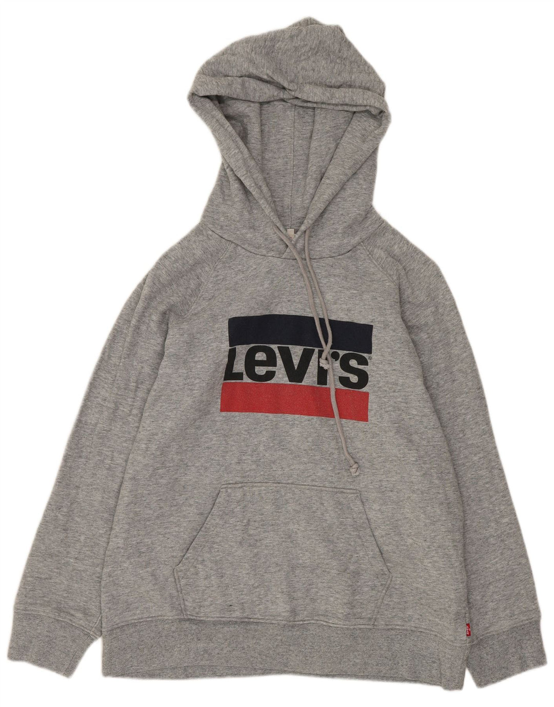 Levi's Womens Graphic Hoodie Jumper UK 14 Medium Grey Flecked Cotton