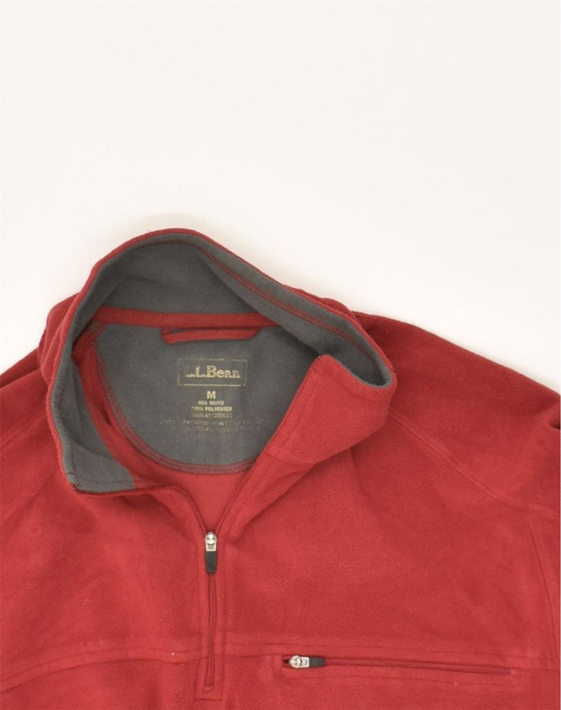 L.L.BEAN Mens Zip Neck Fleece Jumper Medium Red Polyester | Vintage L.L.Bean | Thrift | Second-Hand L.L.Bean | Used Clothing | Messina Hembry 