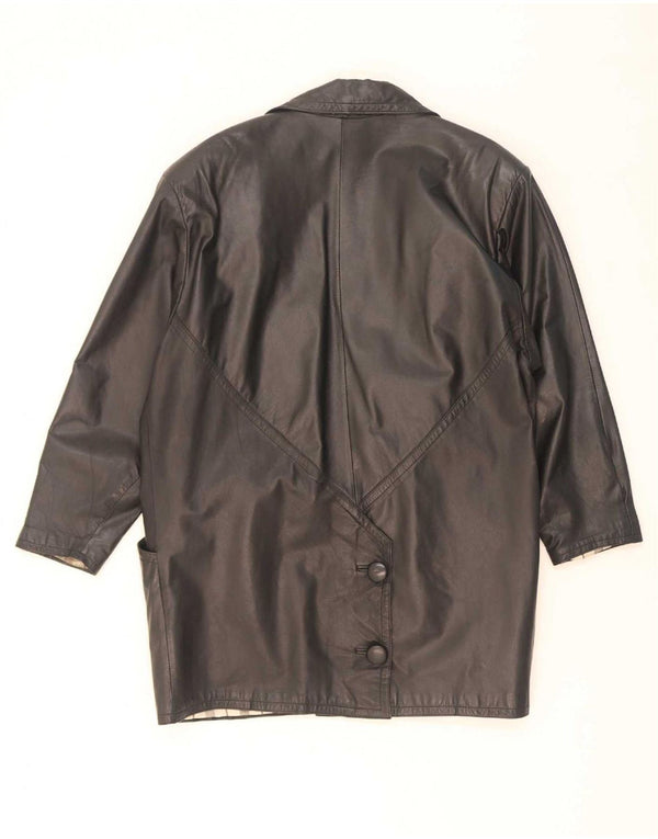C&A Womens Leather Coat UK 18 XL Black