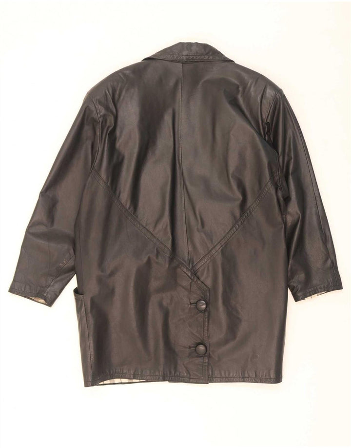 C&A Womens Leather Coat UK 18 XL Black
