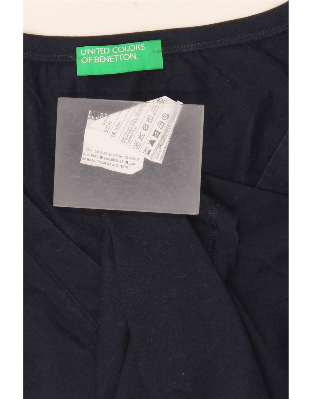 Benetton Womens Vest Top UK 10 Small Navy Blue Cotton