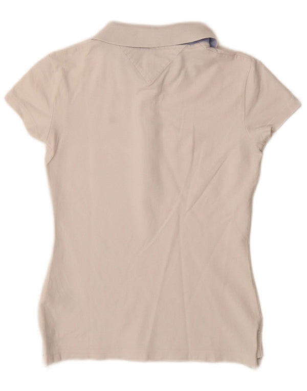 Tommy Hilfiger Womens Slim Fit Polo Shirt UK 6 XS White Cotton