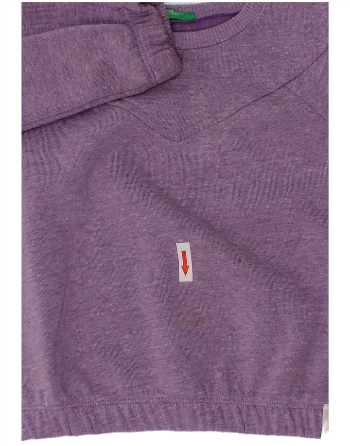 Benetton Girls Sweatshirt Jumper 2-3 Years Purple Flecked Polyester