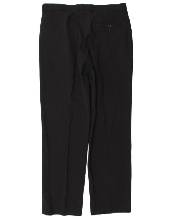 Marks & Spencer Mens Straight Chino Trousers W34 L31 Black Polyester