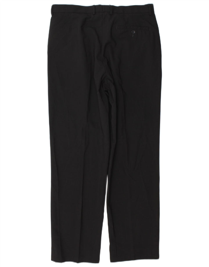 Marks & Spencer Mens Straight Chino Trousers W34 L31 Black Polyester