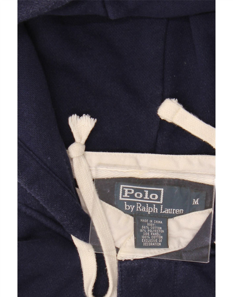 RALPH LAUREN Mens Graphic Hoodie Jumper Medium Navy Blue Cotton Vintage Ralph Lauren and Second-Hand Ralph Lauren from Messina Hembry 