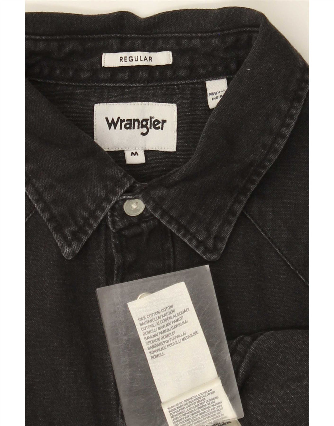 Wrangler Mens Western Regular Fit Denim Shirt Medium Black Cotton