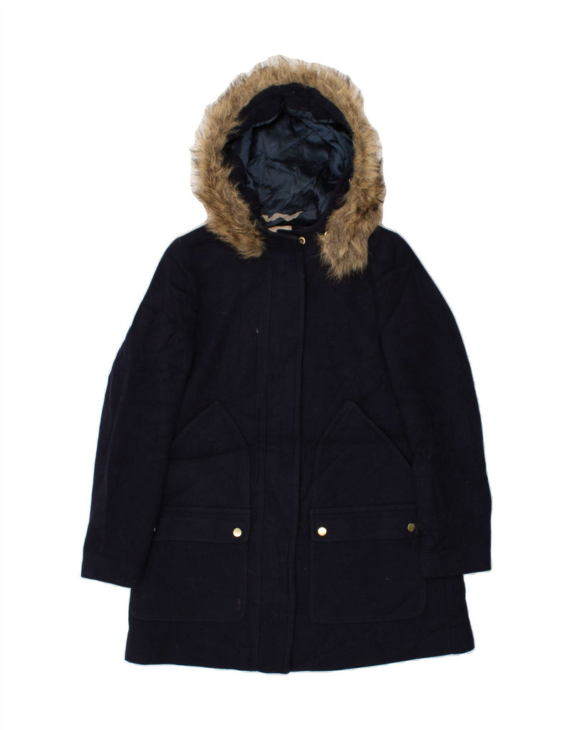 J. CREW Womens Hooded Parka Jacket US 4 Small Navy Blue Polyester | Vintage J. Crew | Thrift | Second-Hand J. Crew | Used Clothing | Messina Hembry 
