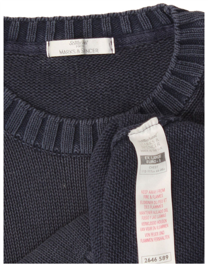 Marks & Spencer Mens St. Michael Crew Neck Jumper Sweater XL Blue Classic