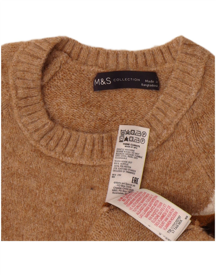 Marks & Spencer Womens Crew Neck Jumper Sweater UK 10 Small Brown