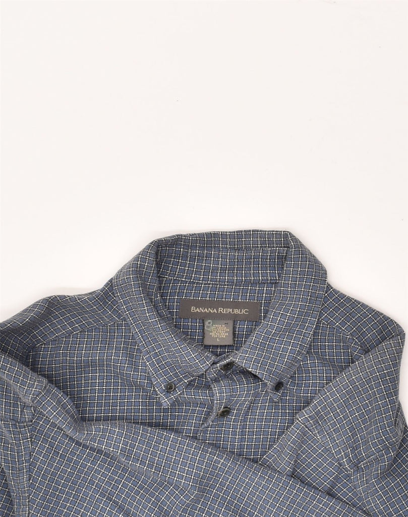 BANANA REPUBLIC Mens Shirt Large Blue Check Cotton | Vintage Banana Republic | Thrift | Second-Hand Banana Republic | Used Clothing | Messina Hembry 