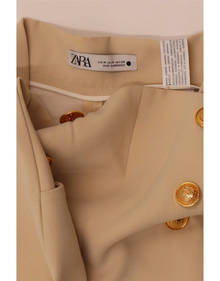 Zara Womens Wide Leg Capri Trousers Medium W28 L22 Beige Polyester