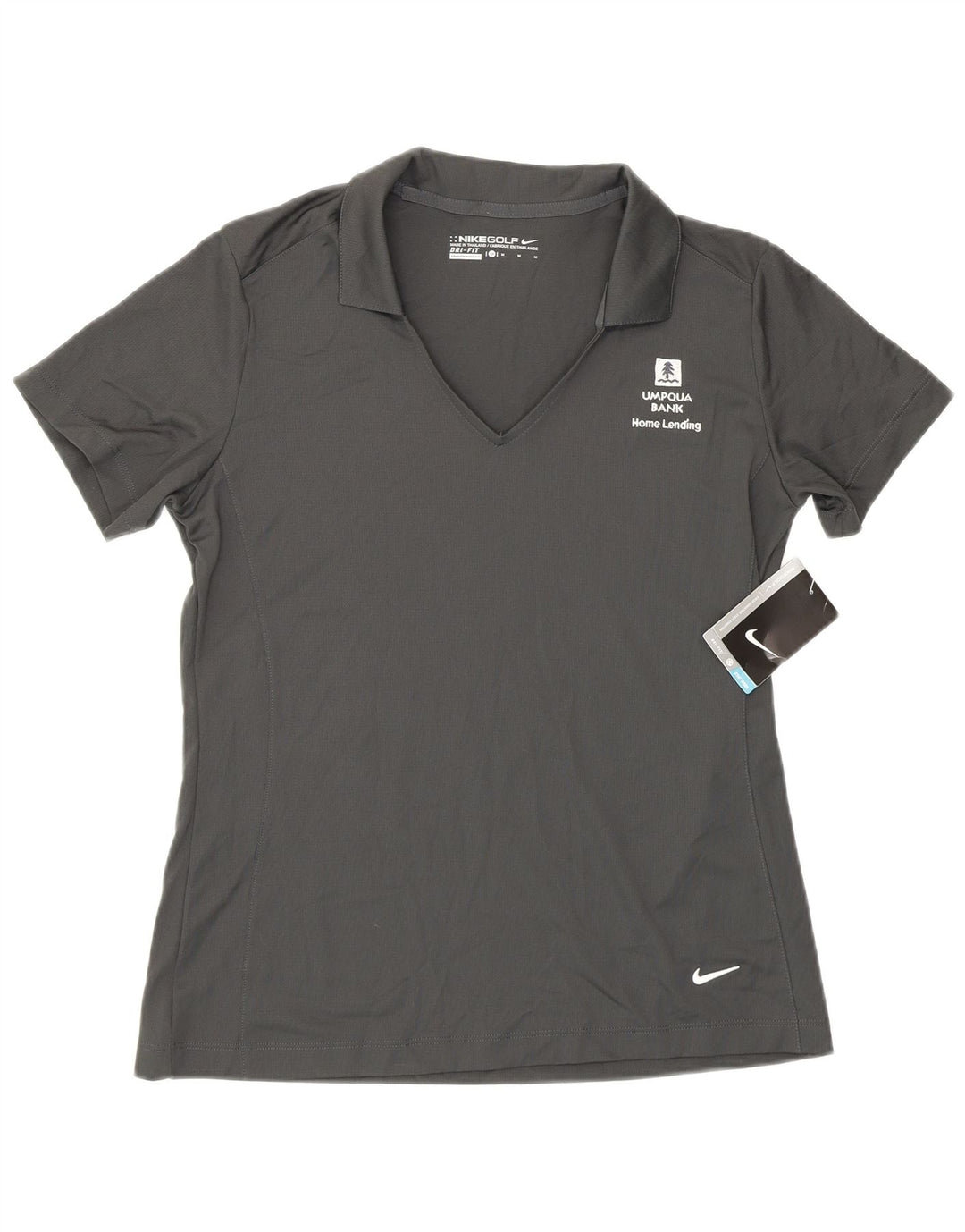 Nike Womens Dri Fit Polo Shirt UK 14 Medium Grey Polyester