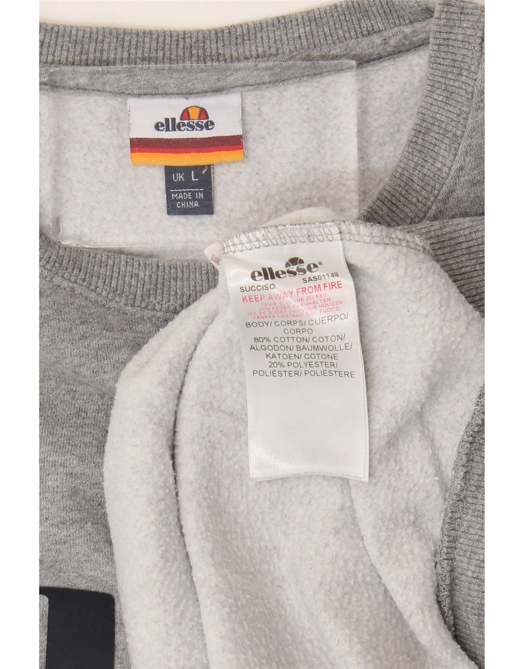 ELLESSE Mens Graphic Sweatshirt Jumper Large Grey Cotton