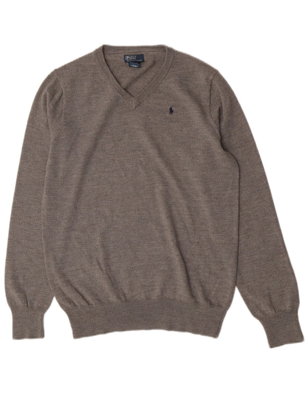 Polo Ralph Lauren Boys V-Neck Jumper Sweater 15-16 Years XL Grey