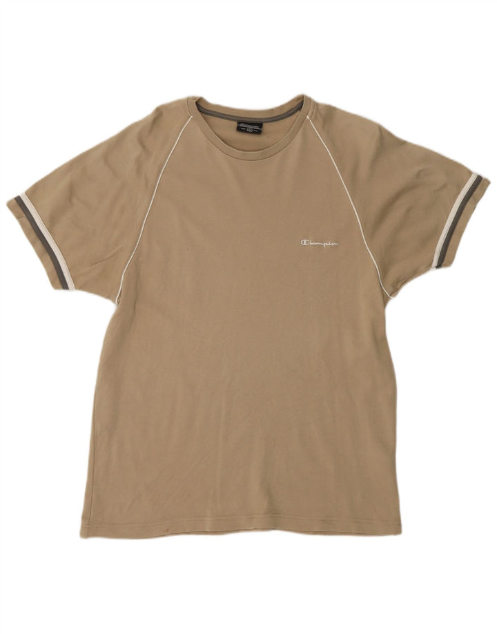 Champion Mens T-Shirt Top XL Beige Cotton
