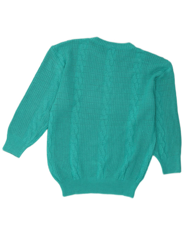 Vintage Womens Crew Neck Jumper Sweater UK 16 Large Turquoise