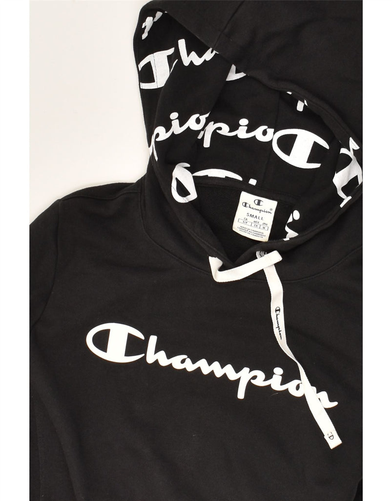 CHAMPION Womens Graphic Hoodie Jumper UK 10 Small Black | Vintage Champion | Thrift | Second-Hand Champion | Used Clothing | Messina Hembry 