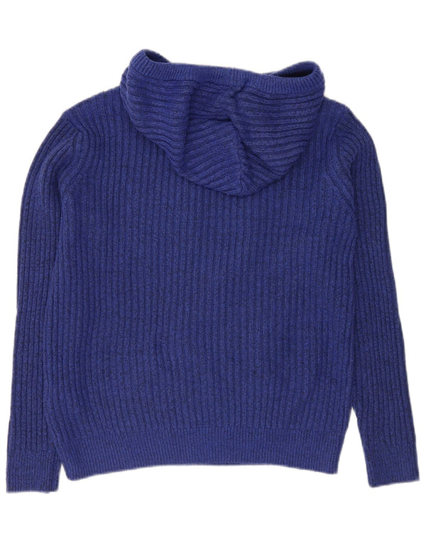 Marks & Spencer Womens Hooded Jumper Sweater UK 14 Medium Blue Polyester