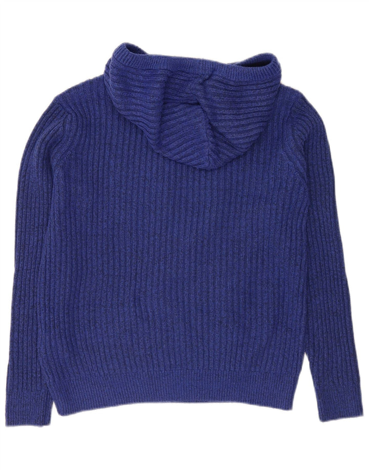 Marks & Spencer Womens Hooded Jumper Sweater UK 14 Medium Blue Polyester