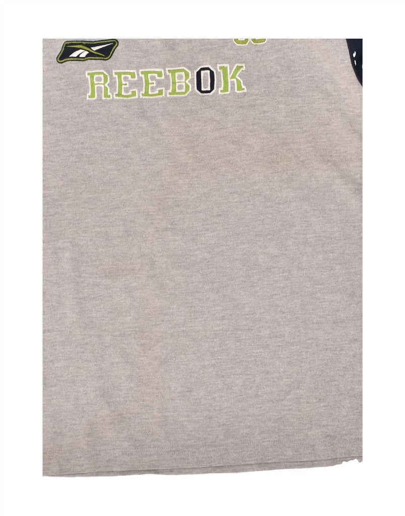 REEBOK Boys Graphic T-Shirt Top 10-11 Years Medium Grey Colourblock Cotton | Vintage Reebok | Thrift | Second-Hand Reebok | Used Clothing | Messina Hembry 