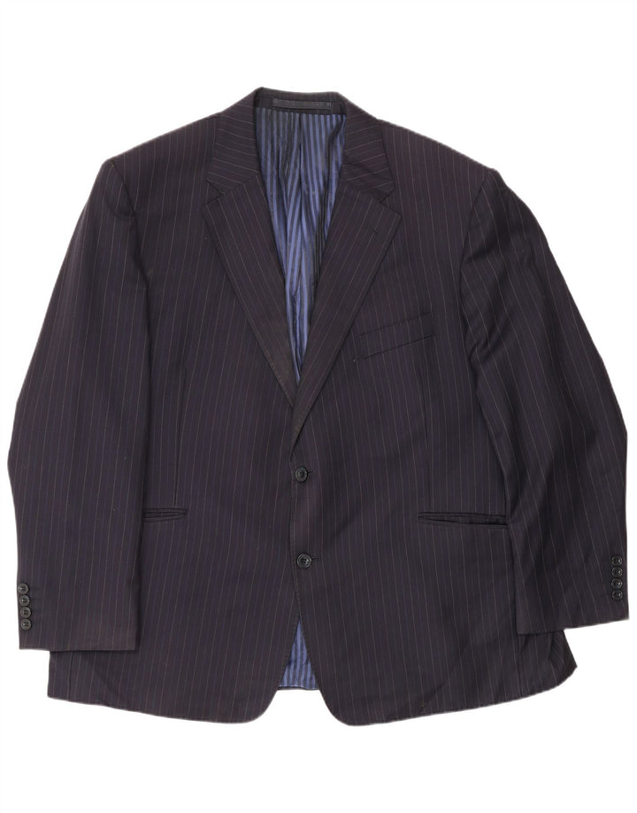 Marks & Spencer Mens 2 Button Blazer Jacket EU 56 3XL Navy Blue Pinstripe
