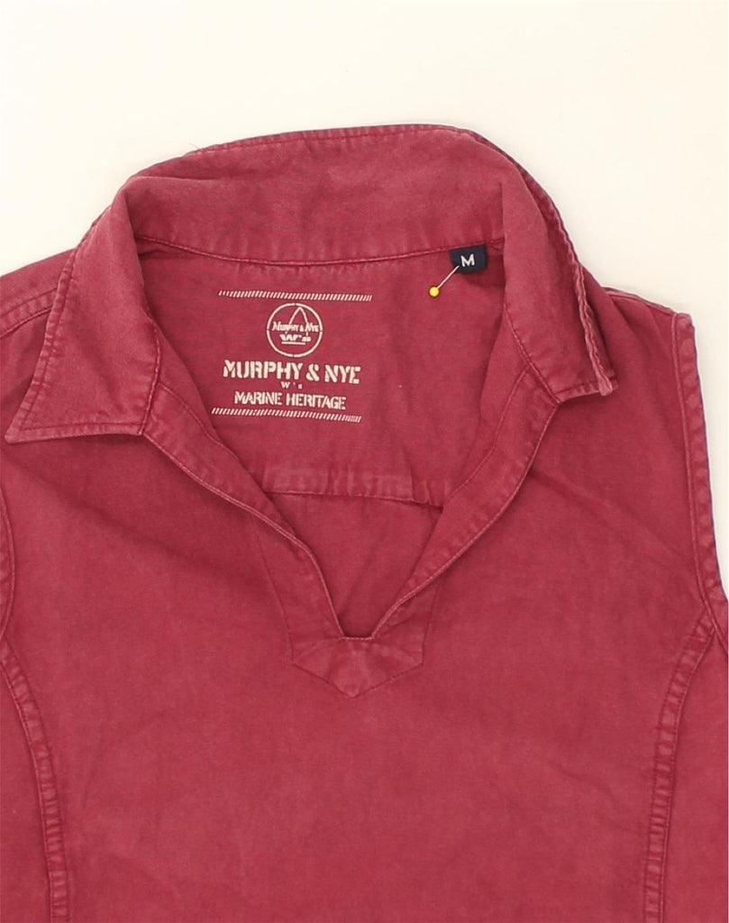 MURPHY & NYE Womens Sleeveless Pullover Shirt UK 14 Medium Burgundy Cotton | Vintage Murphy & Nye | Thrift | Second-Hand Murphy & Nye | Used Clothing | Messina Hembry 