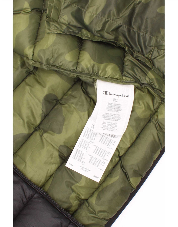 Champion Boys Hooded Padded Gilet 11-12 Years Large Black Polyester