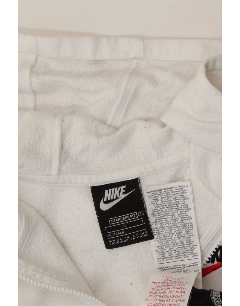 NIKE Boys Standard Fit Hoodie Jumper 12-13 Years Large White Colourblock Vintage Nike and Second-Hand Nike from Messina Hembry 