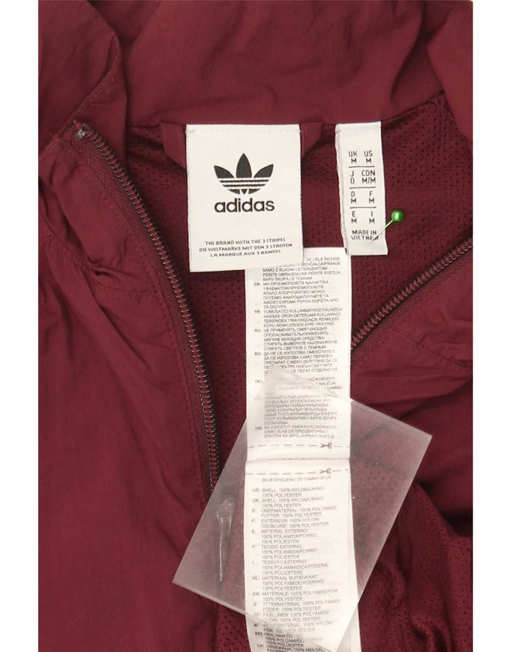 Adidas Mens Tracksuit Top Jacket Medium Burgundy Nylon