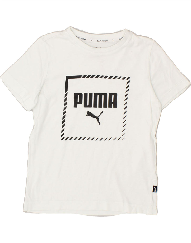 PUMA Boys Graphic T-Shirt Top 7-8 Years White Cotton | Vintage Puma | Thrift | Second-Hand Puma | Used Clothing | Messina Hembry 