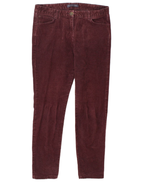 Marks & Spencer Womens Slim Corduroy Trousers UK 12 Medium W32 L27 Burgundy