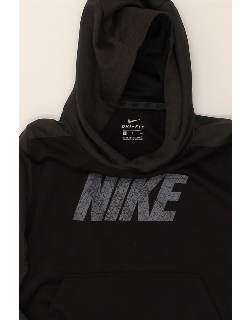 NIKE Boys Dri Fit Graphic Hoodie Jumper 11-12 Years Small Black Polyester | Vintage Nike | Thrift | Second-Hand Nike | Used Clothing | Messina Hembry 