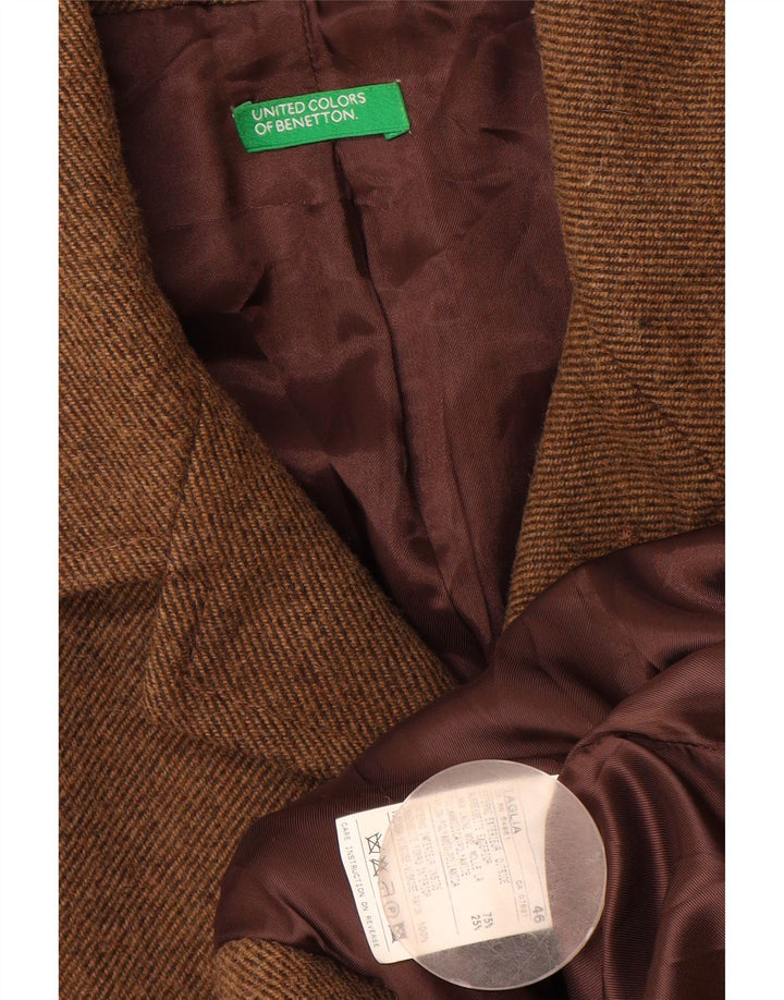 Benetton Mens Overcoat IT 46 Small Brown Wool