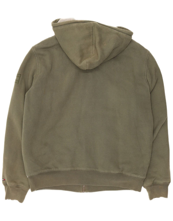 Tommy Hilfiger Mens Zip Hoodie Sweater Medium Khaki Cotton