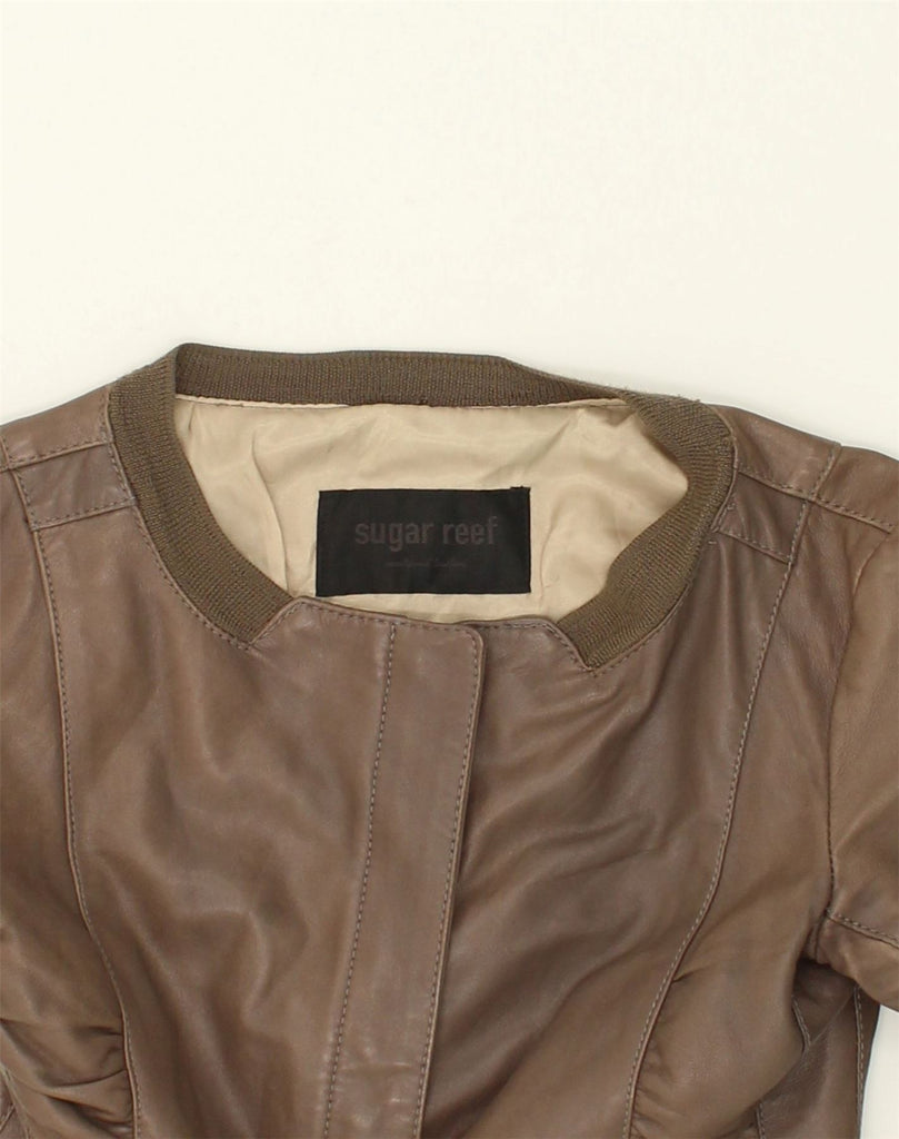 VINTAGE Womens Leather Jacket UK 4 XS Brown Leather | Vintage Vintage | Thrift | Second-Hand Vintage | Used Clothing | Messina Hembry 