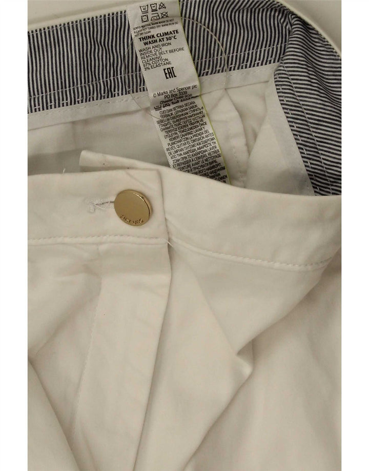 Marks & Spencer Womens Straight Chino Trousers UK 12 Medium W32 L30 White