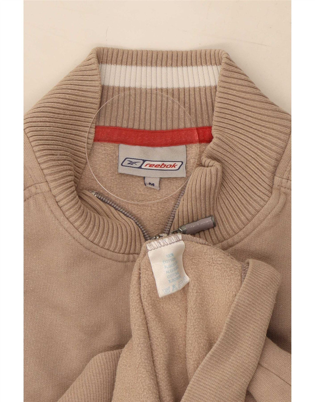 Reebok Womens Tracksuit Top Jacket UK 14 Medium Beige Cotton