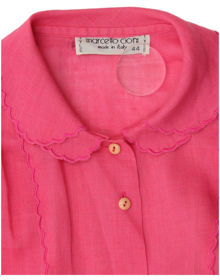 VINTAGE Womens Short Sleeve Shirt Blouse IT 44 Medium Pink