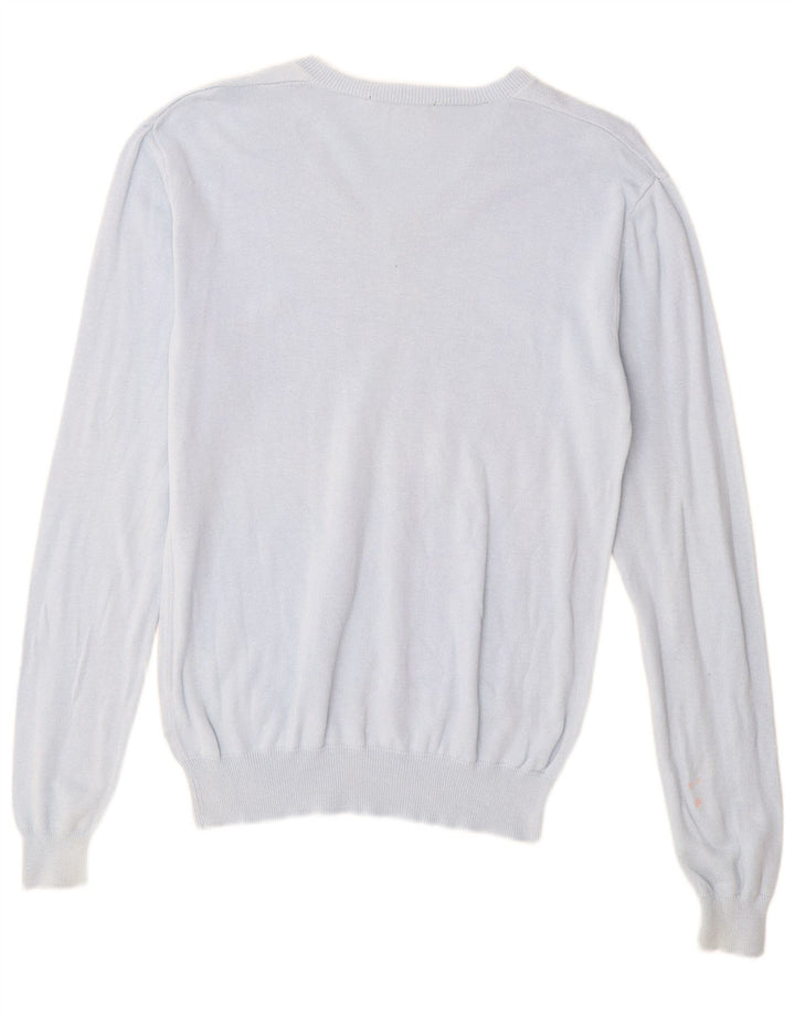 French Connection Womens V-Neck Jumper Sweater UK 14 Medium Blue Cotton