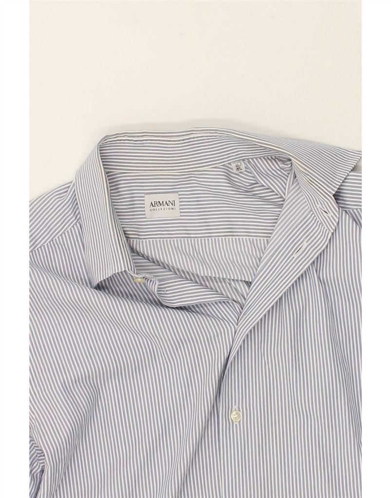 ARMANI Mens Shirt Size 15 3/4 40 Medium Blue Striped | Vintage Armani | Thrift | Second-Hand Armani | Used Clothing | Messina Hembry 