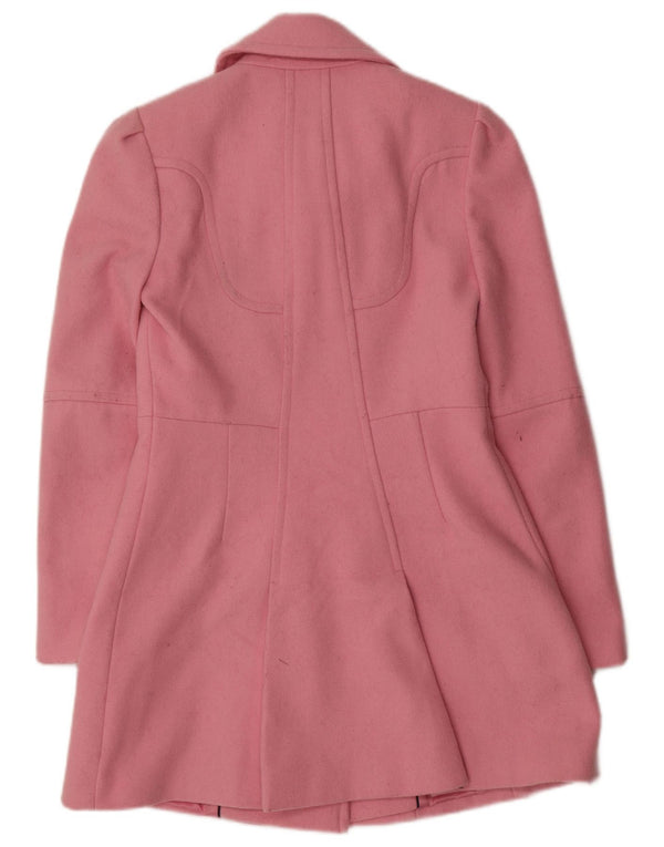 JACK WILLS Womens Double Breasted Coat UK 8 Small  Pink Wool