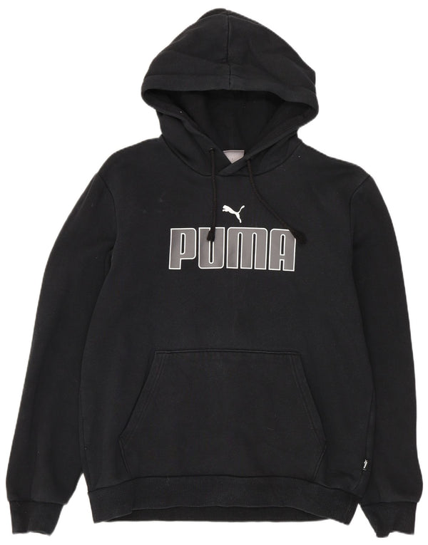 Puma Mens Graphic Hoodie Jumper Small Black Cotton
