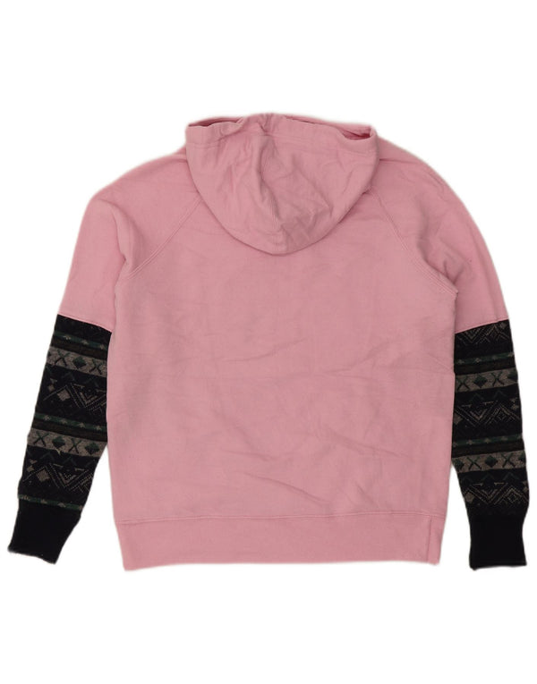 Champion Womens Graphic Hoodie Jumper UK 10 Small Pink Colourblock